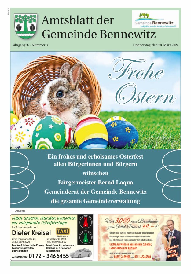 Amtsblatt der Gemeinde Bennewitz Titelblatt 03/2024