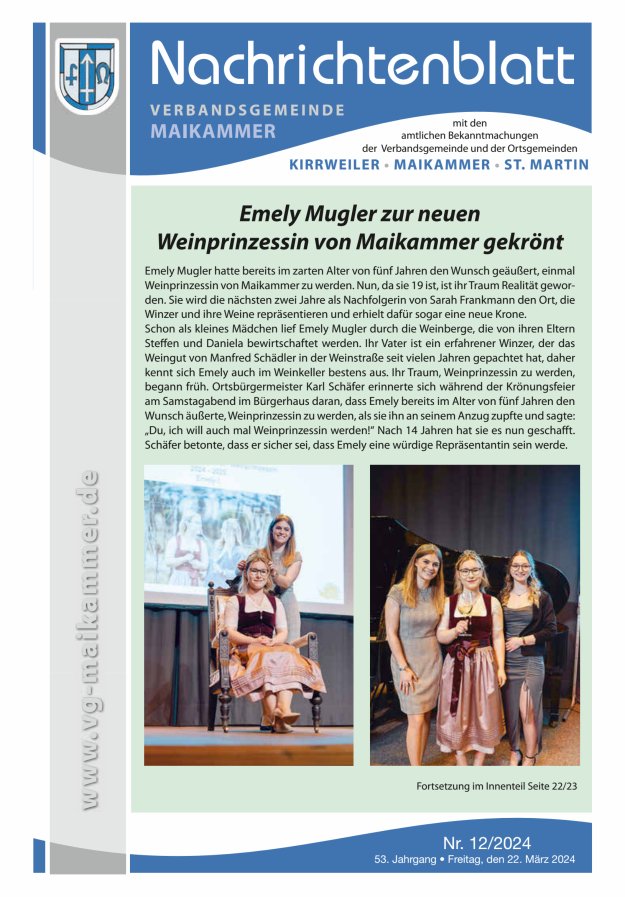 Nachrichtenblatt VG Maikammer Titelblatt 12/2024