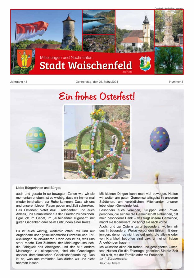 Stadt Waischenfeld - Mitteilungen und andere Nachrichten Titelblatt 03/2024