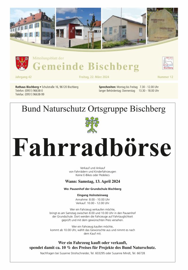 Mitteilungsblatt der Gemeinde Bischberg Titelblatt 12/2024