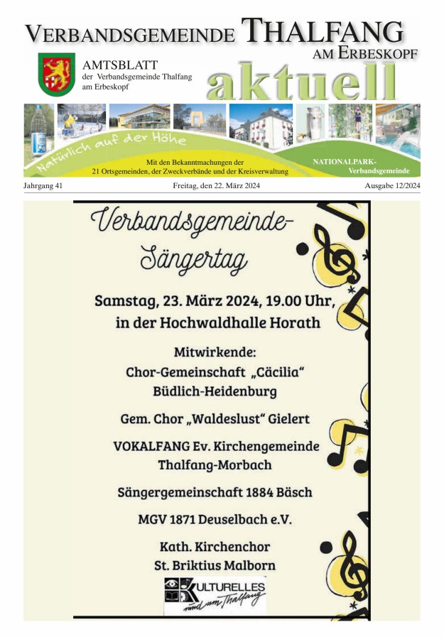 Thalfang aktuell - Amtsblatt VG Thalfang Titelblatt 12/2024
