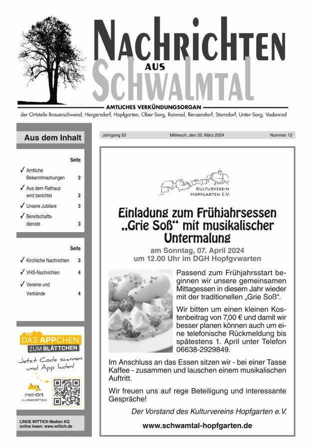 Nachrichten aus Schwalmtal Titelblatt 12/2024