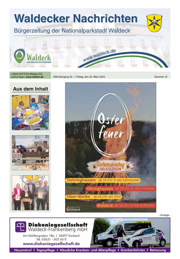 Waldecker Nachrichten Titelblatt 12/2024