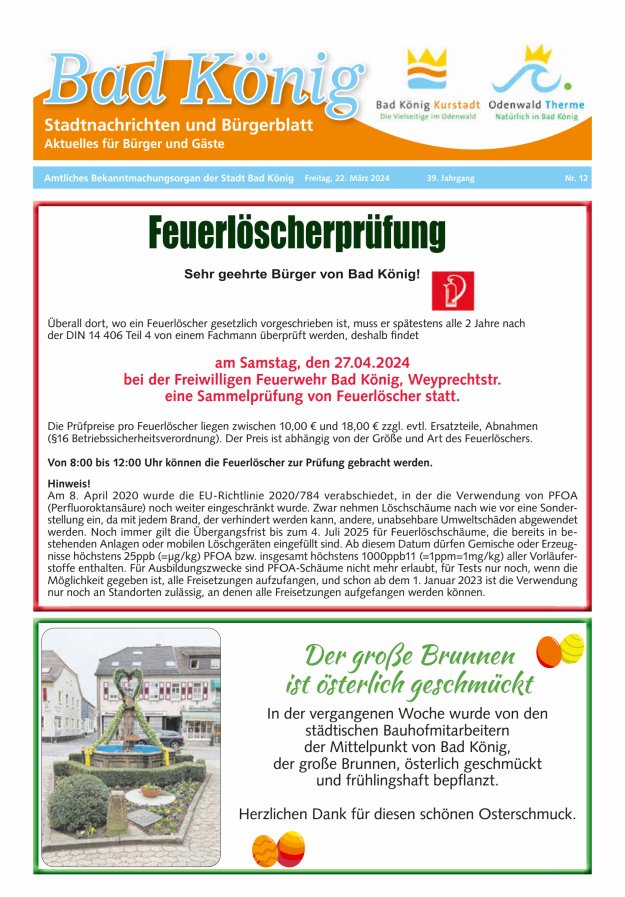 Bad Königer Stadtnachrichten und Badeblatt Titelblatt 12/2024