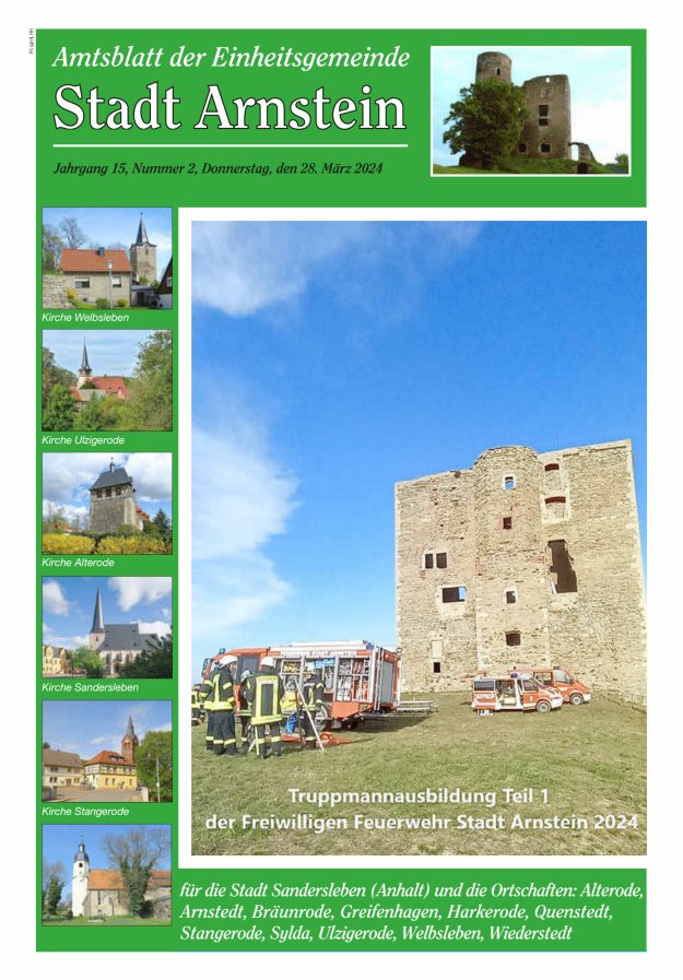 Amtsblatt der Einheitsgemeinde Stadt Arnstein Titelblatt 02/2024