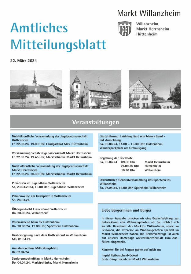 Amtliches Mitteilungsblatt des Marktes Willanzheim Titelblatt 06/2024