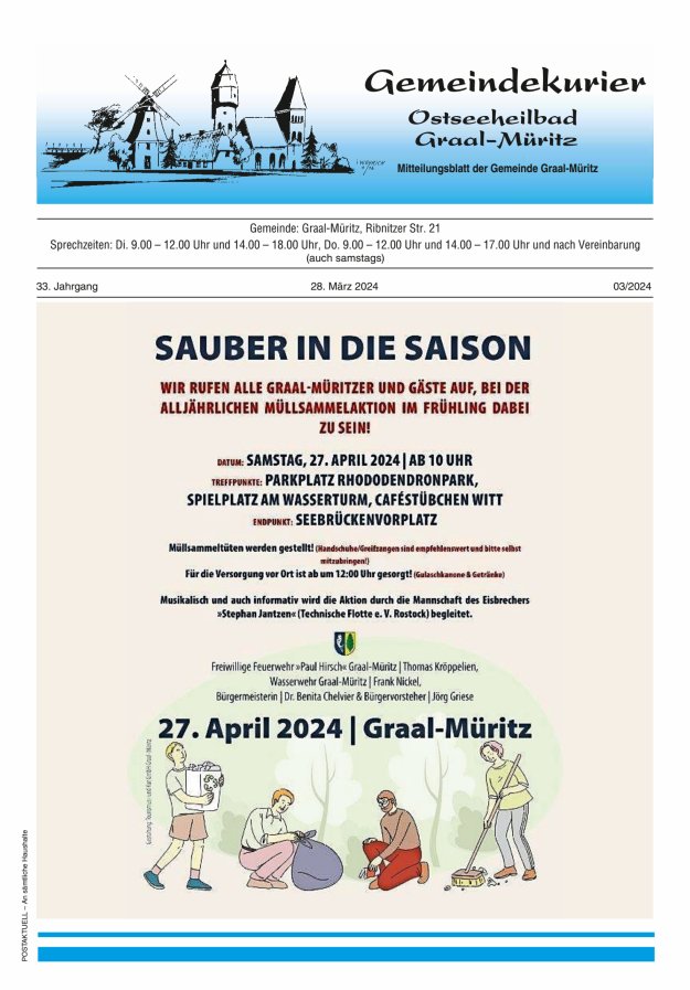 Gemeindekurier Ostseeheilbad Graal-Müritz Titelblatt 03/2024