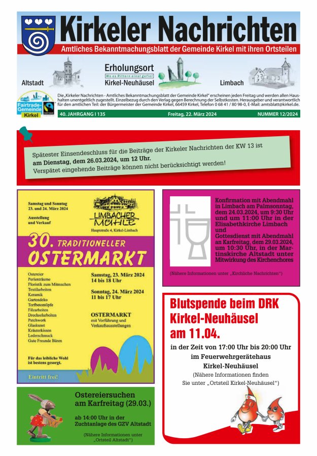 Kirkeler Nachrichten Titelblatt 12/2024