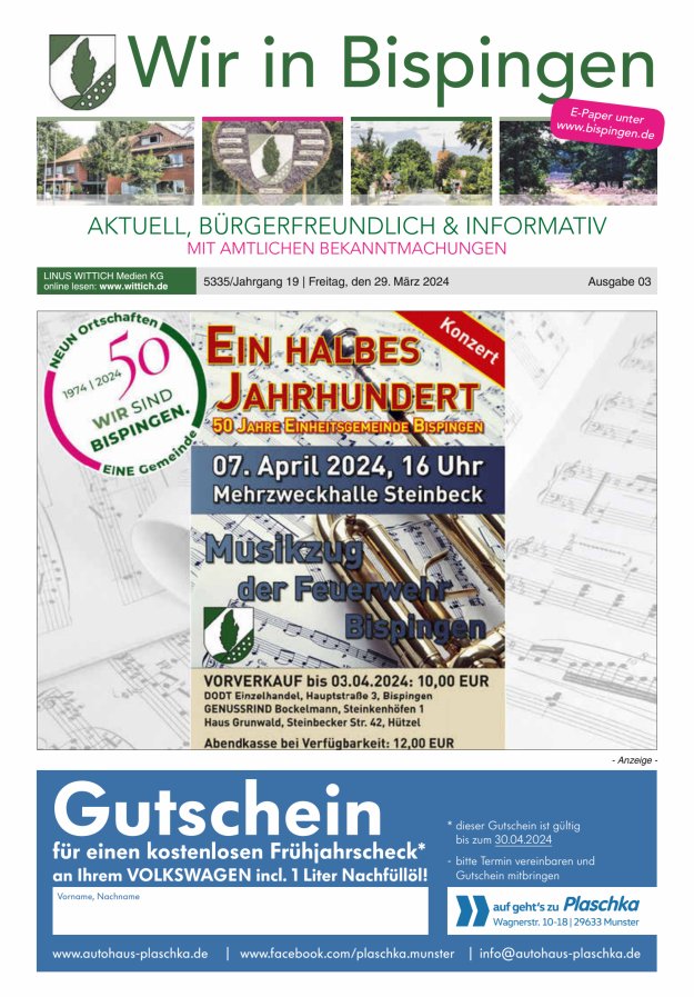 Wir in Bispingen Titelblatt 03/2024
