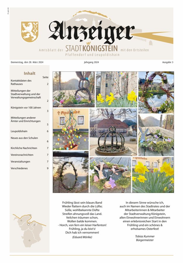 Amtsblatt der Stadt Königstein Titelblatt 03/2024