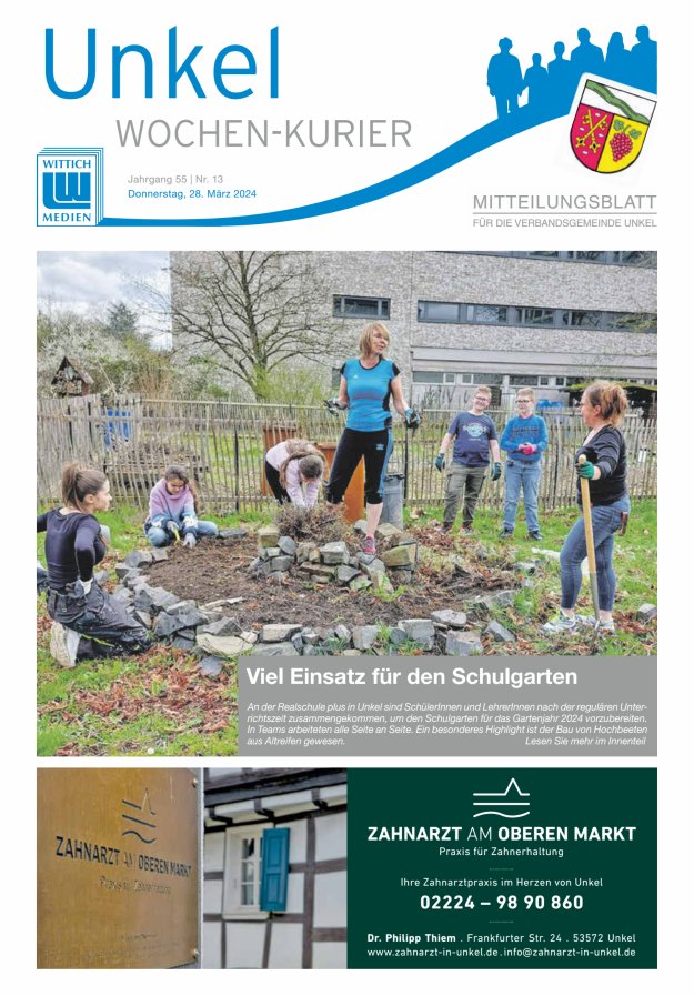 Wochen-Kurier Verbandsgemeinde Unkel Titelblatt 13/2024