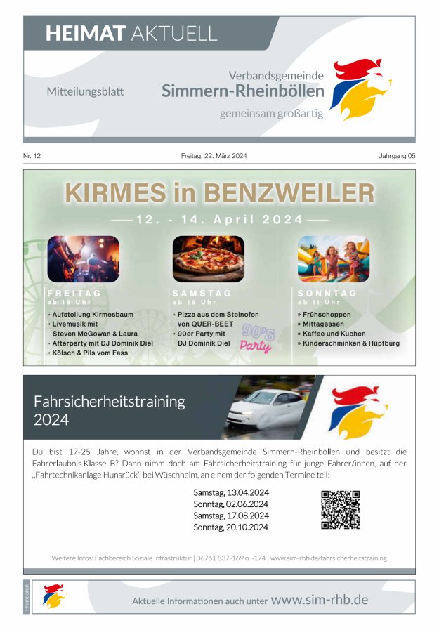 Heimat Aktuell Mitteilungsblatt der VG Simmern-Rheinböllen-Ausg Rheinböllen Titelblatt 12/2024