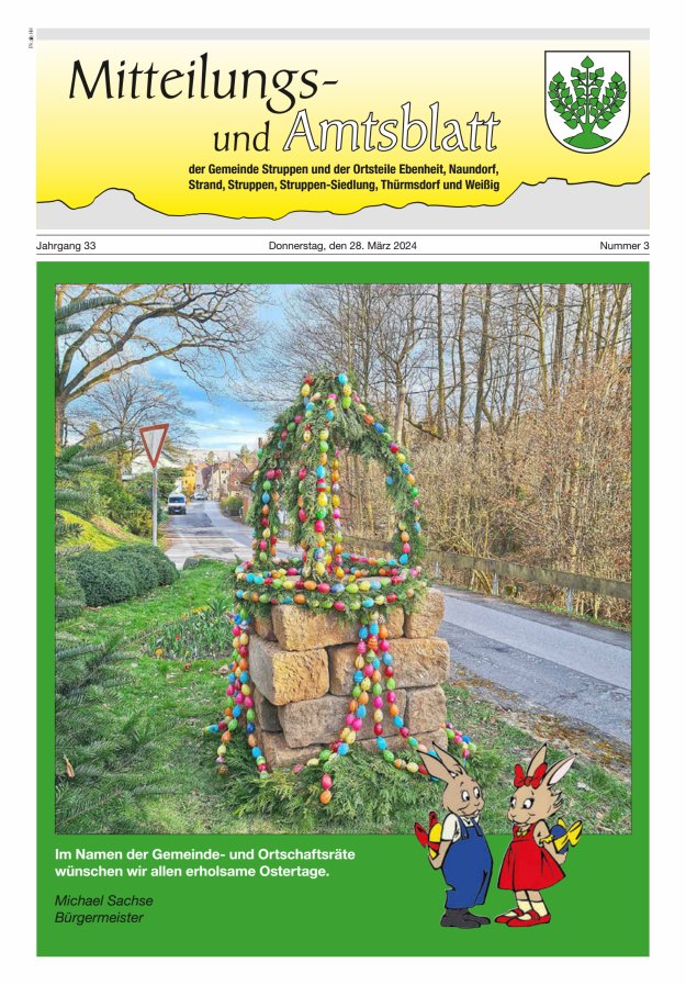 Mitteilungs- und Amtsblatt der Gemeinde Struppen und der Ortsteile Titelblatt 03/2024