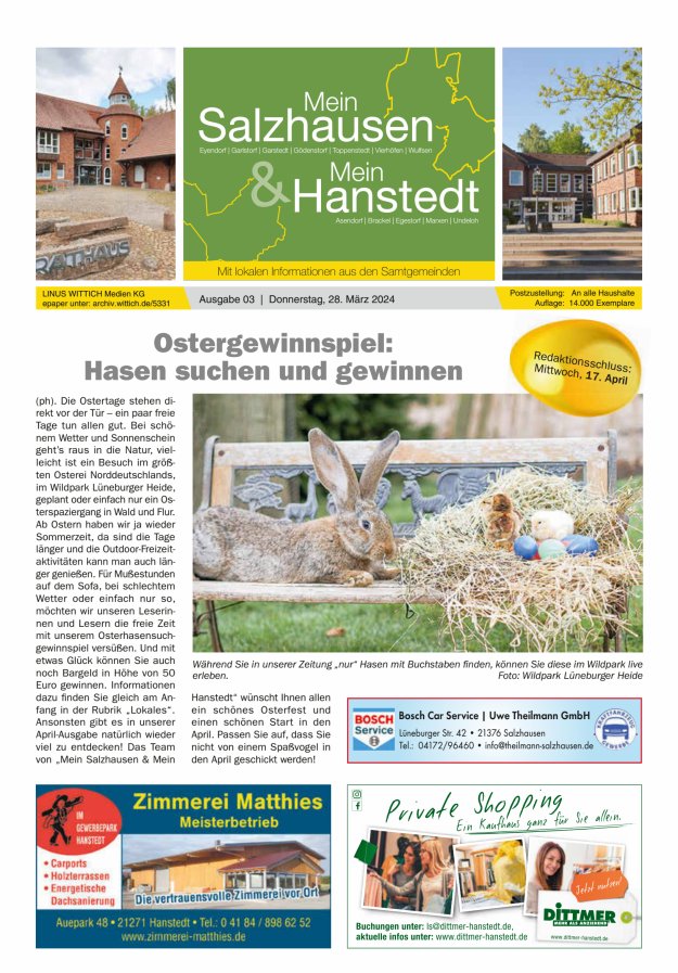 Mein Salzhausen   Mein Hanstedt Titelblatt 03/2024