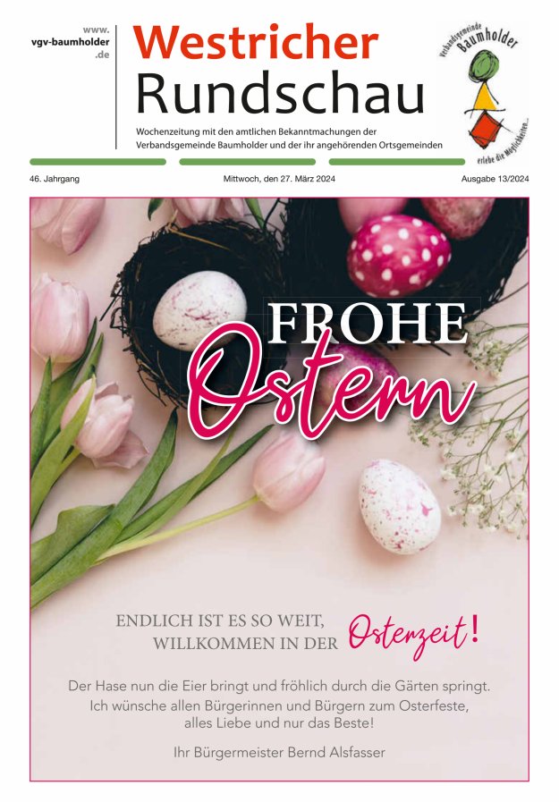 Westricher Rundschau VG Baumholder Titelblatt 13/2024