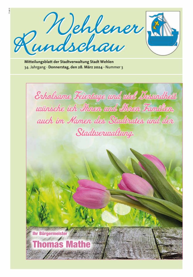 Wehlener Rundschau - Mitteilungsblatt der Stadtverwaltung Stadt Wehlen Titelblatt 03/2024