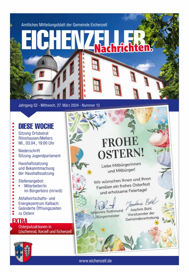 Amtliches Mitteilungsblatt der Gemeinde Eichenzell Titelblatt 13/2024