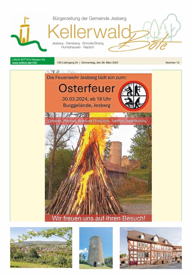 Kellerwaldbote - Bürgerzeitung der Gemeinde Jesberg Titelblatt 13/2024