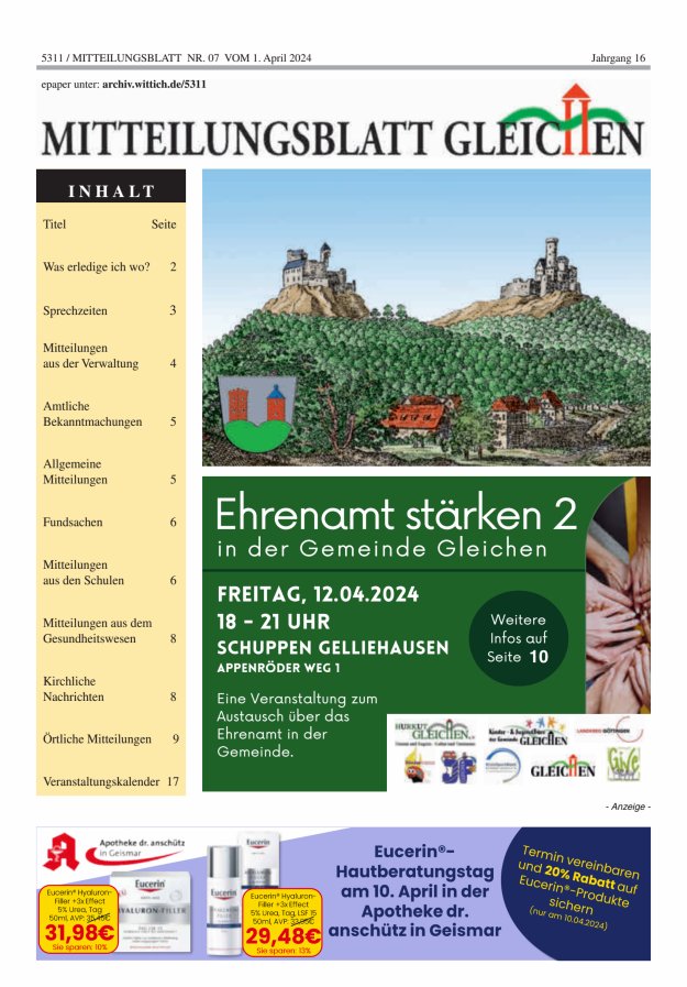 Mitteilungsblatt Gleichen Titelblatt 07/2024