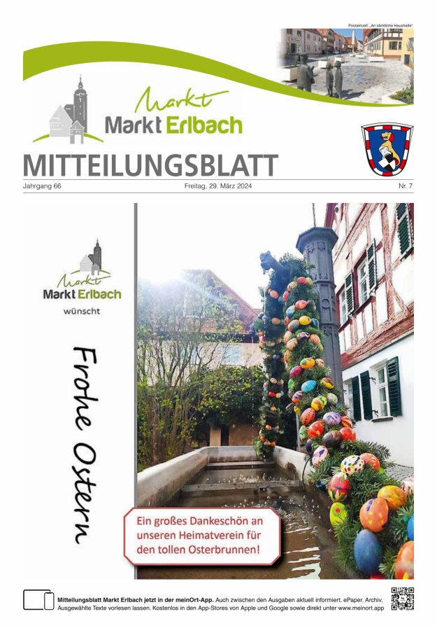 Mitteilungsblatt Markt Erlbach Titelblatt 07/2024