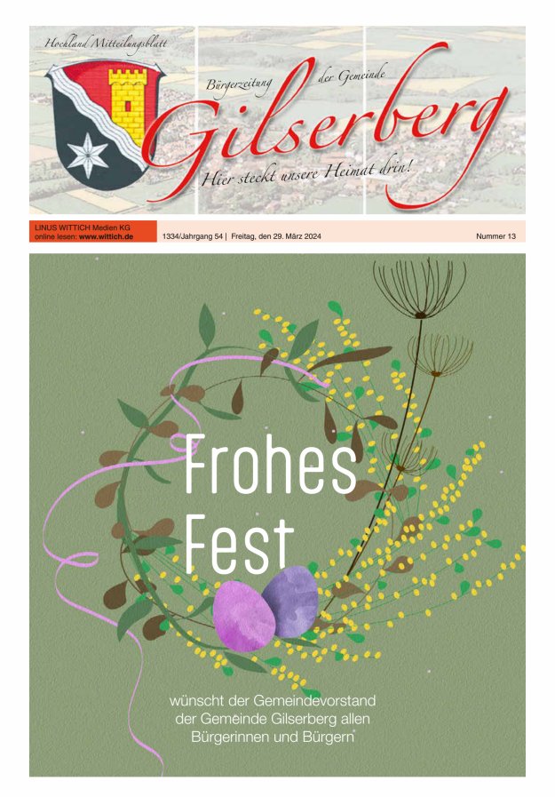 Hochland Mitteilungsblatt Gilserberg Titelblatt 13/2024