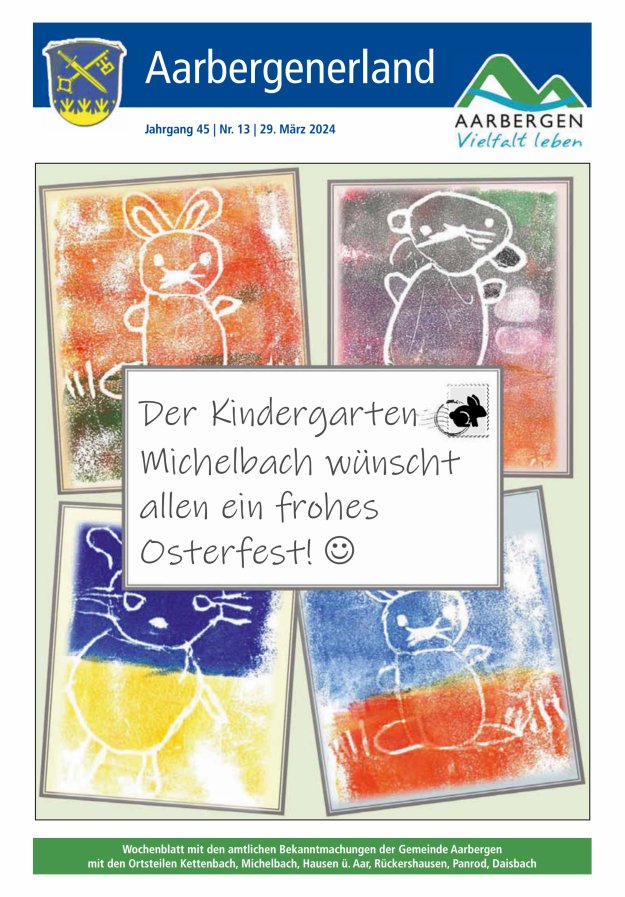Aarbergenerland - Wochenblatt mit den amtlichen Bekanntmachungen Titelblatt 13/2024