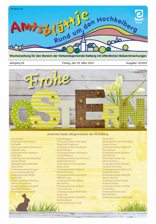 Amtsblättje - Rund um den Hochkelberg Titelblatt 13/2024