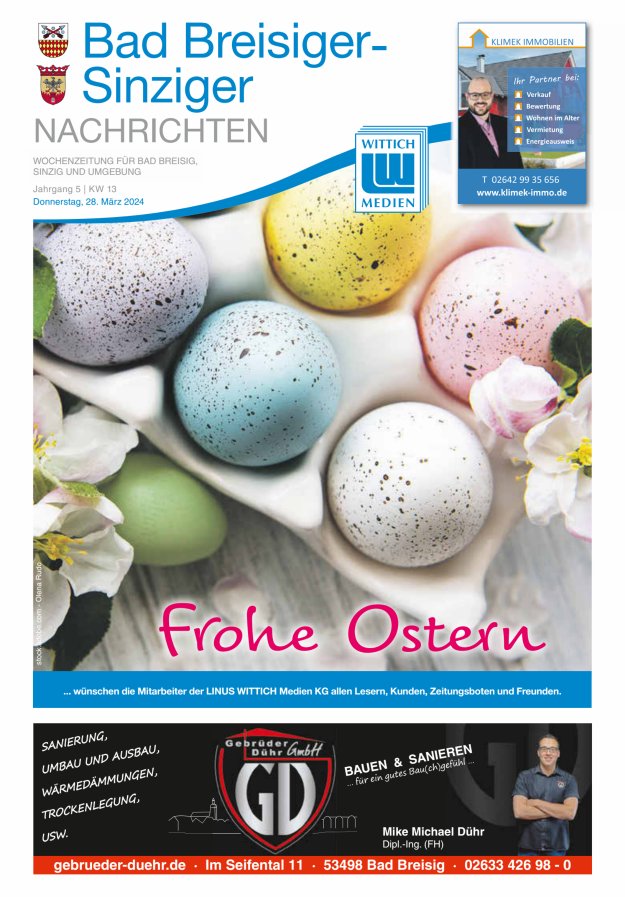 Bad Breisiger-Sinziger Nachrichten Titelblatt 13/2024