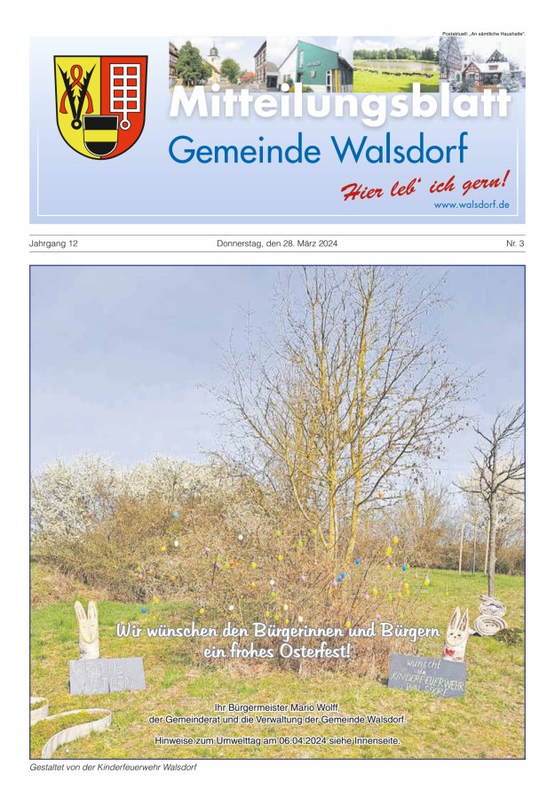 Mitteilungsblatt Gemeinde Walsdorf Titelblatt 03/2024