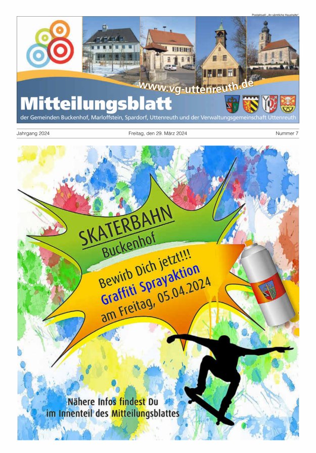 Mitteilungsblatt der Verwaltungsgemeinschaft Uttenreuth Titelblatt 07/2024