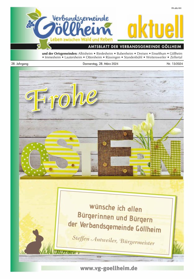 Verbandsgemeinde Göllheim aktuell Titelblatt 13/2024