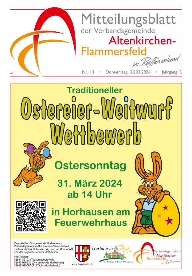 Mitteilungsblatt Verbandsgemeinde Altenkirchen-Flammersfeld Titelblatt 13/2024