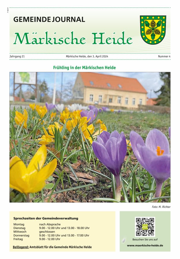 Gemeindejournal Märkische Heide – Amtsblatt für die Gemeinde Märkische Heide Titelblatt 04/2024