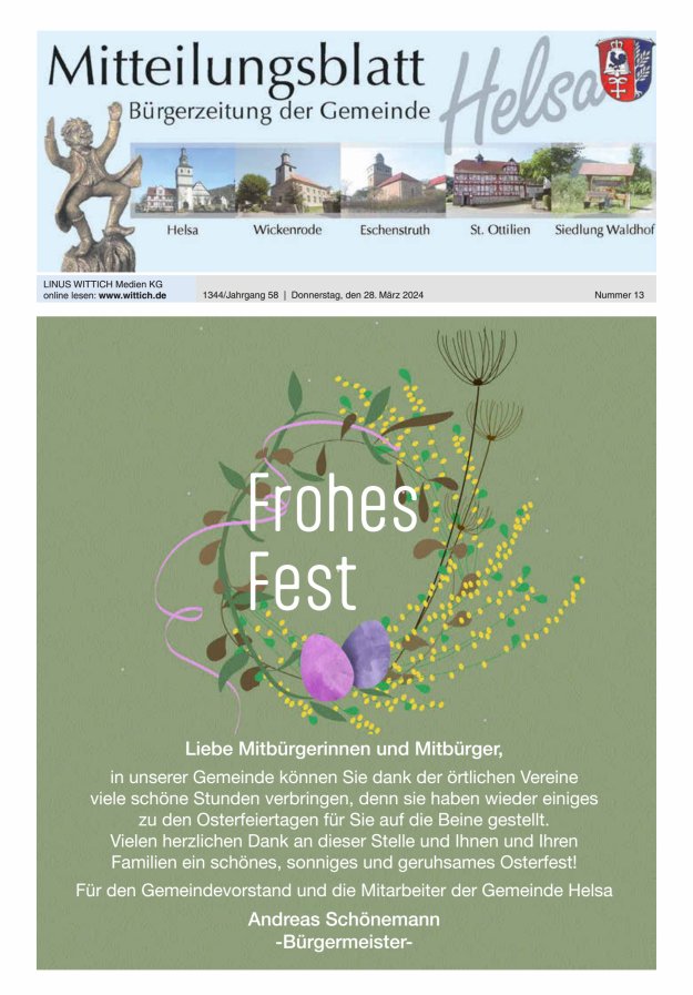 Mitteilungsblatt Helsa Titelblatt 13/2024