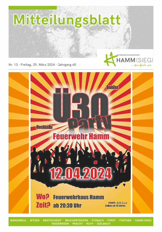Mitteilungsblatt Hamm (Sieg) Titelblatt 13/2024