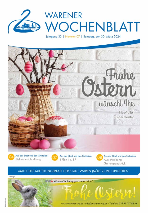 Warener Wochenblatt Titelblatt 07/2024