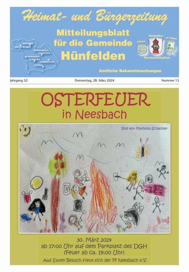 Mitteilungsblatt für die Gemeinde Hünfelden Titelblatt 13/2024