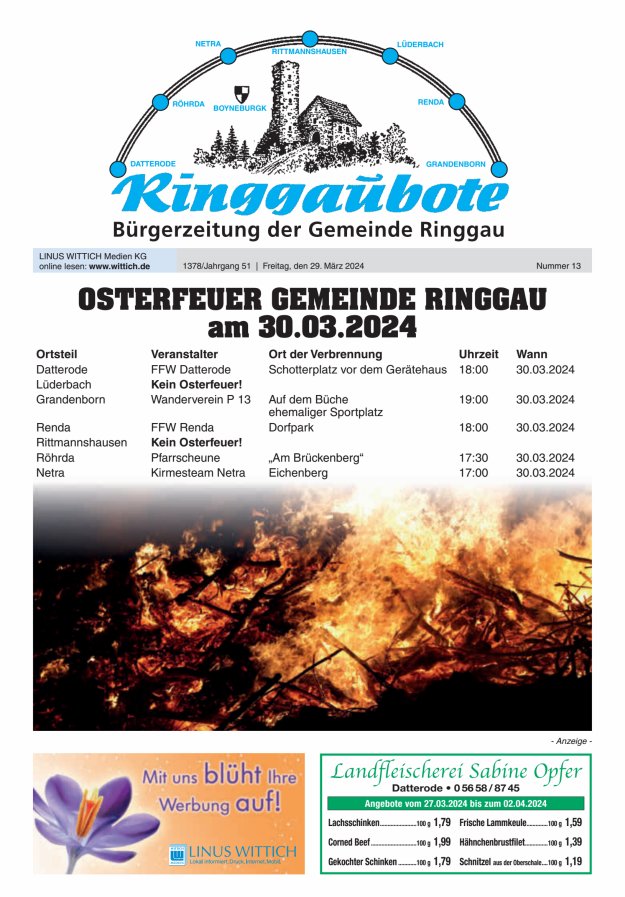 Ringgaubote Titelblatt 13/2024