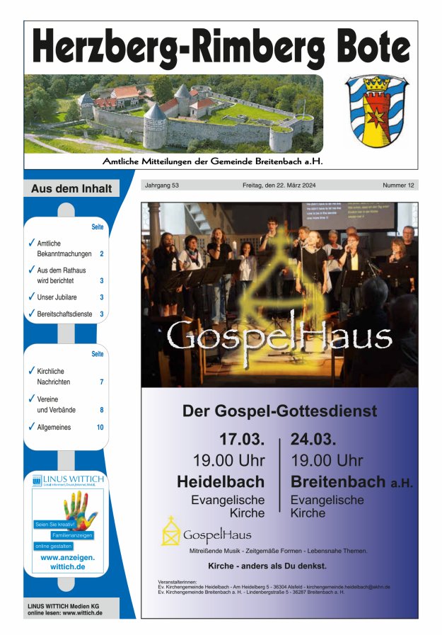 Herzberg-Rimberg Bote Titelblatt 12/2024
