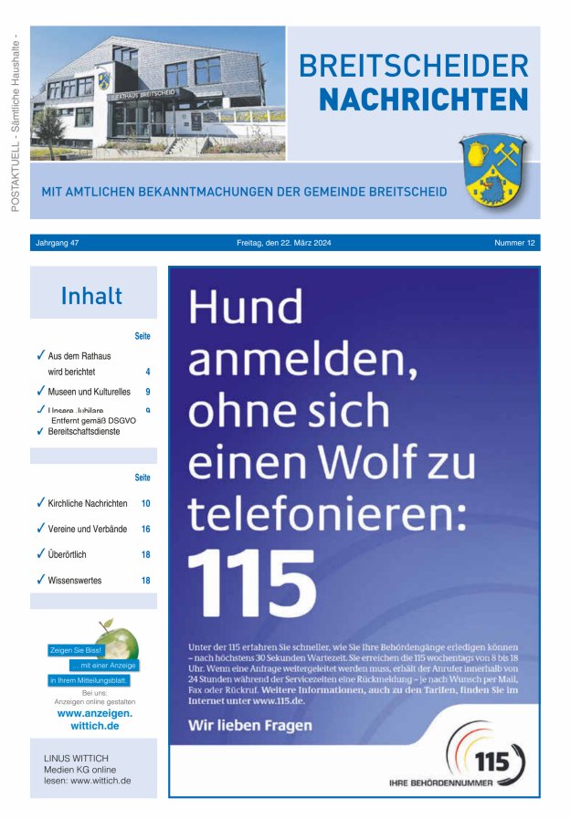 Breitscheider Nachrichten Titelblatt 12/2024
