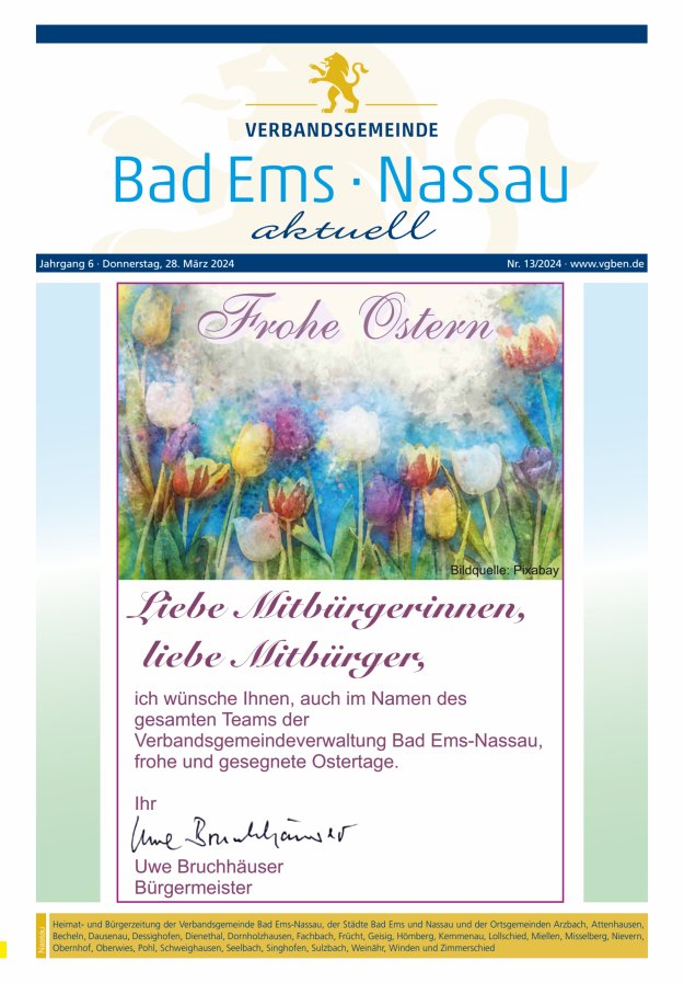 Bad Ems-Nassau aktuell Ausgabe Nassau Titelblatt 13/2024