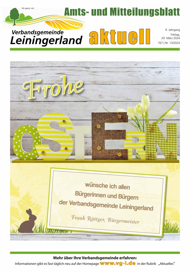 VG Leiningerland aktuell Titelblatt 13/2024