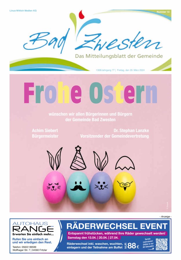 Heimatzeitung Bad Zwesten Titelblatt 13/2024
