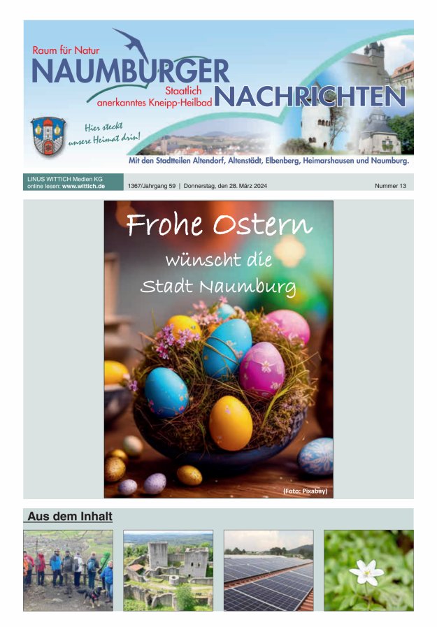 Naumburger Nachrichten Titelblatt 13/2024