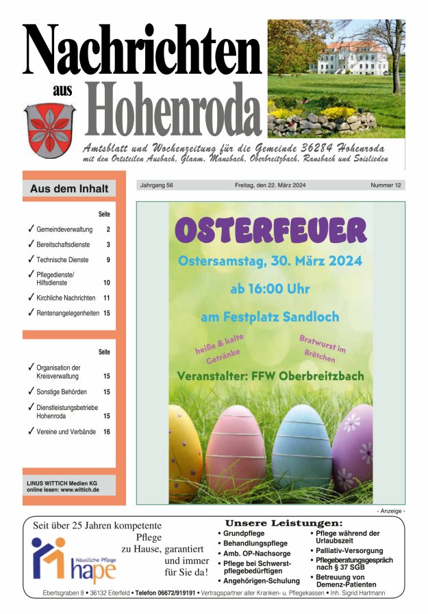 Nachrichten aus Hohenroda Titelblatt 12/2024