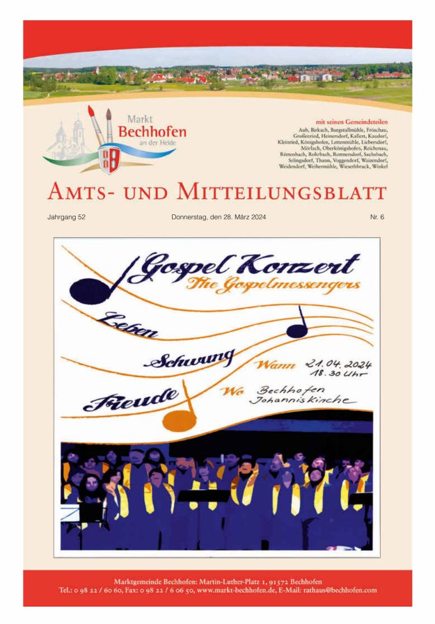 Amts- und Mitteilungsblatt für den Markt Bechhofen Titelblatt 06/2024