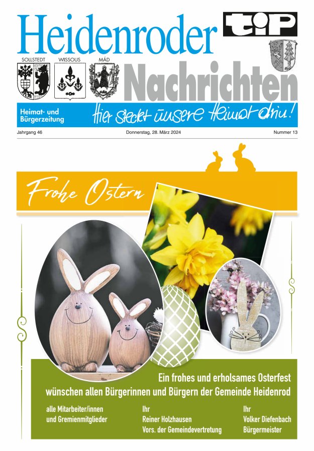 "tip" Heidenroder Nachrichten Titelblatt 13/2024