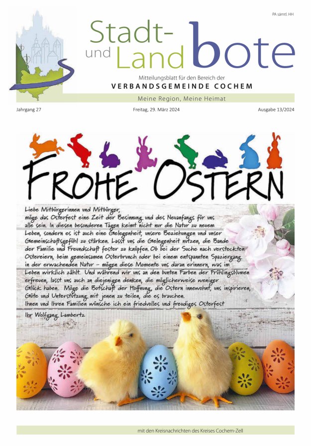 Stadt- und Landbote VG Cochem Titelblatt 13/2024