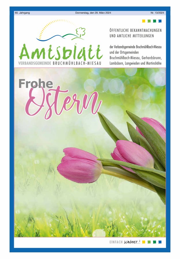 Amtsblatt der VG Bruchmühlbach-Miesau Titelblatt 13/2024