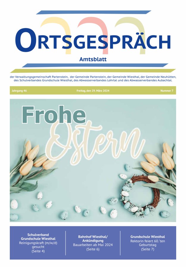 Ortsgespräch - Amtsblatt der VG Partenstein und ihrer Körperschaften Titelblatt 07/2024